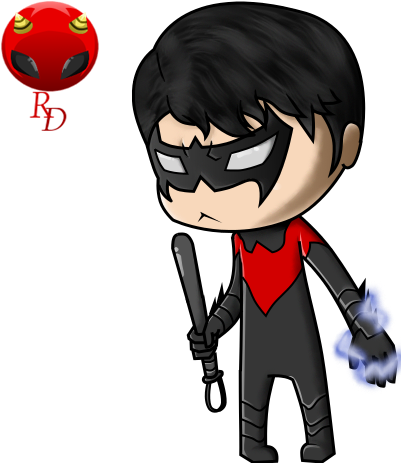 Dick Grayson Chibi By Risingdiablo - Chibi Red Robin Tim Drake (418x492)