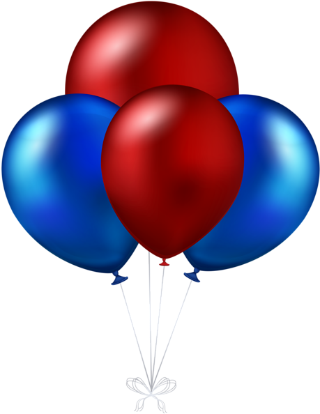 Red And Blue Balloons Transparent Png Clip Art Image - Red And Blue Birthday Balloons (486x600)