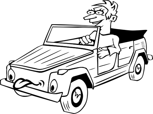 Boy Driving Car Clipart - Drive A Car Drawing (500x373)