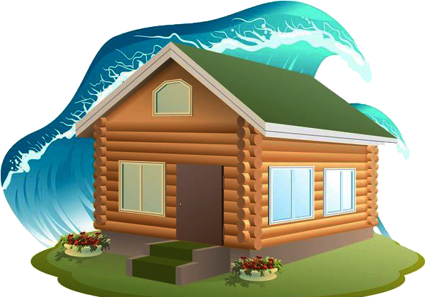 House Stock Illustration Clip Art - Hurricanes Damages Houses In Cartoon (600x432)