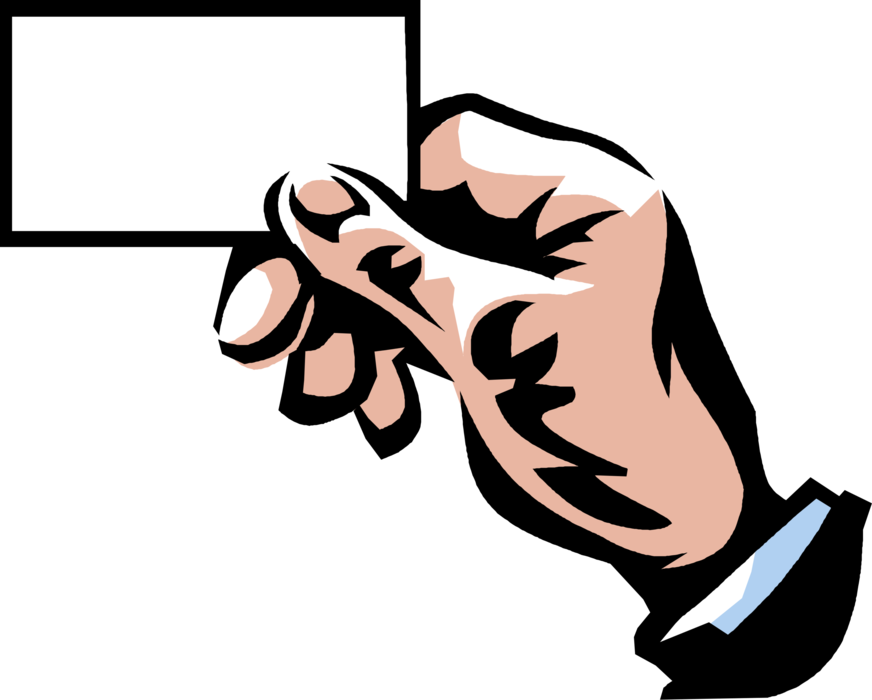 Vector Illustration Of Hand Holds Business Card Identication - Mao Segurando Cartao De Visita Png (872x700)
