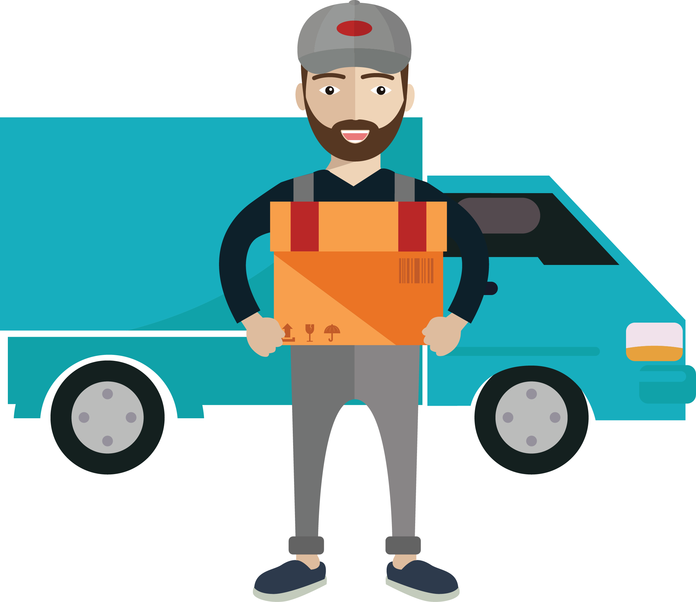 Delivery Courier Royalty Free Illustration - Indian Truck Driver Cartoon (2218x1920)