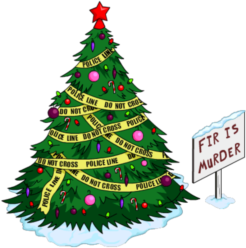 Fir Is Murder Christmas Tree Snow Menu - Simpsons Christmas Tree (792x797)