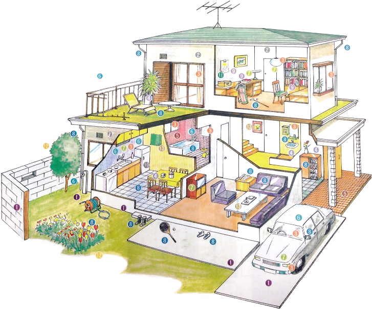 House, Loving Room, Kitchen, Bath Room, Front Door, - Joint-stock Company (727x604)