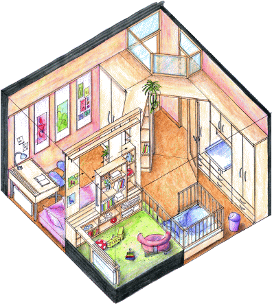 On This Top I Worked Up The Infant's Playpen - Gyerekszobák (406x452)