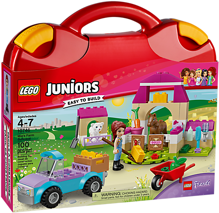 Care For The Animals At The Farm, Featuring A Pickup - Lego Juniors Mia's Farm Suitcase (600x450)