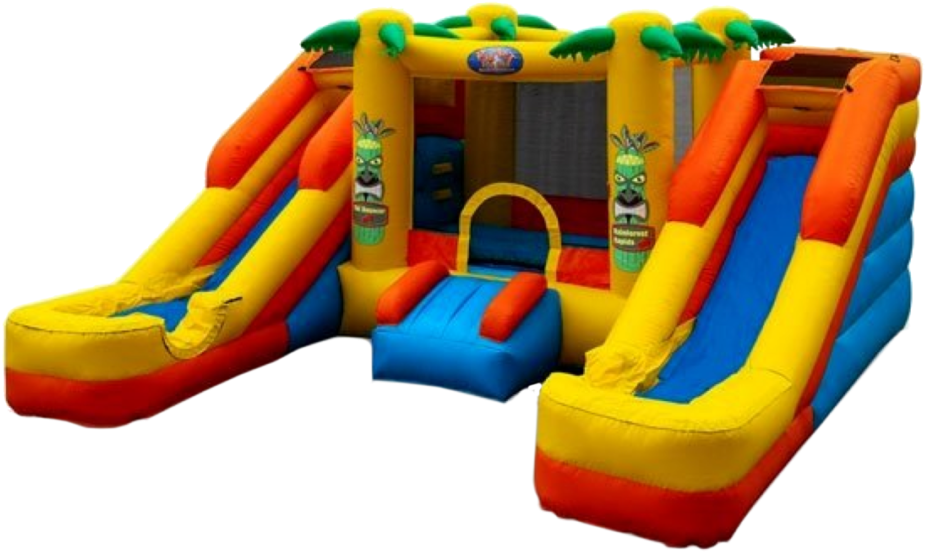 Two Slide Option And Center Fun House - Rainforest Rapids Bounce House (1024x840)