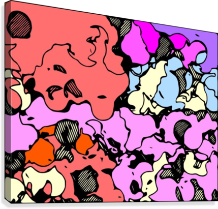 Psychedelic Drawing And Painting Abstract In Red Pink - Cartoon (429x411)