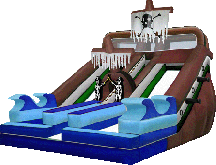 Pirate Ship Double Lane Water Slide - Adult Inflatable Water Slides (446x340)