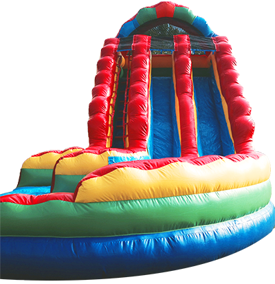 Inflatable Dual Lane Curvy Water Slide With Pool - Inflatable (400x413)