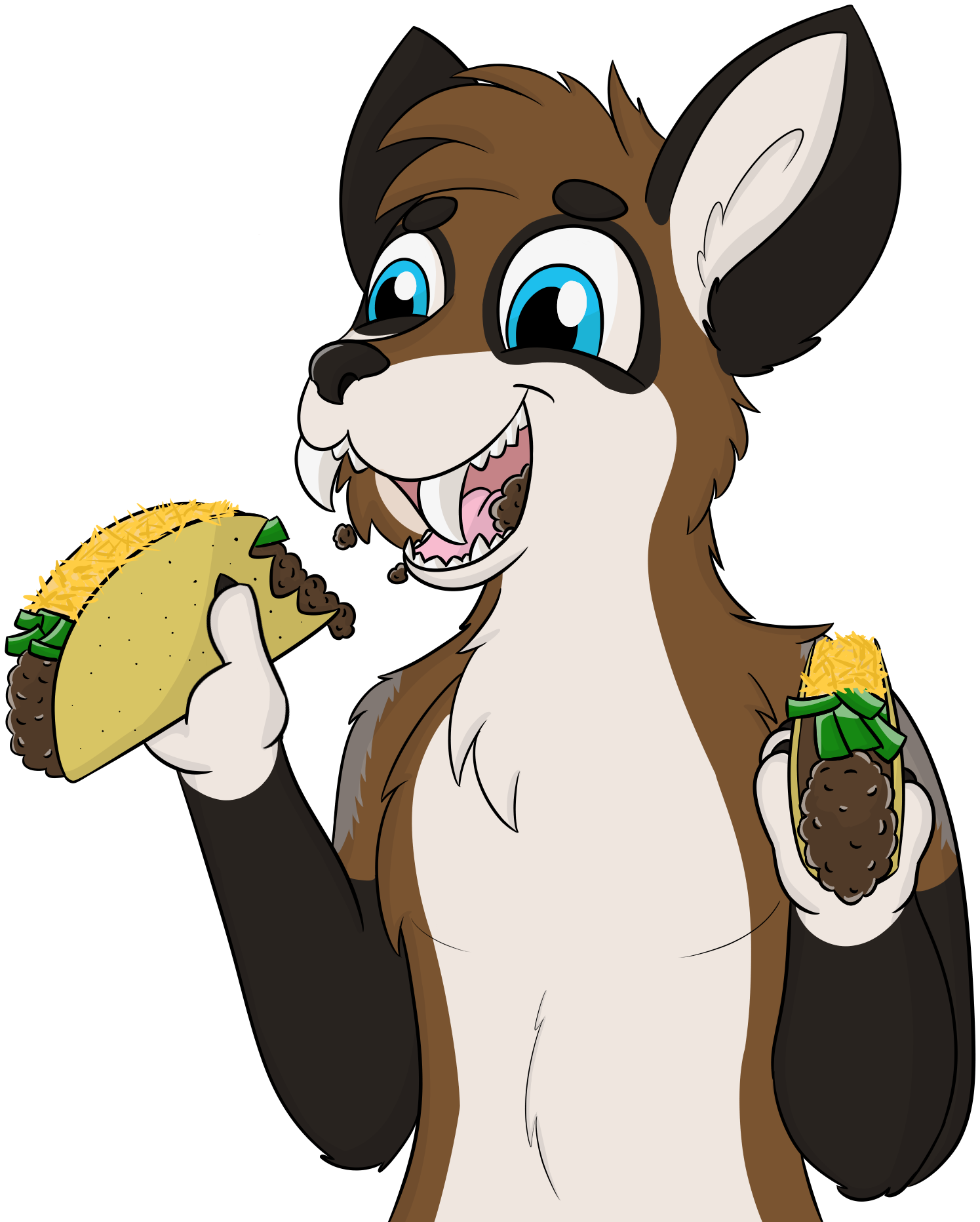 Double Handed Tacos - Cartoon (1918x1902)