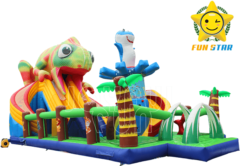 Jungle Chameleon Inflatable Slide Playground - Playground (800x600)