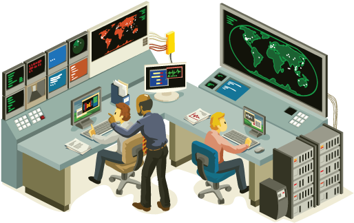 In-house Staff Can Focus On Higher Priority Business - Control Room Vector (550x350)
