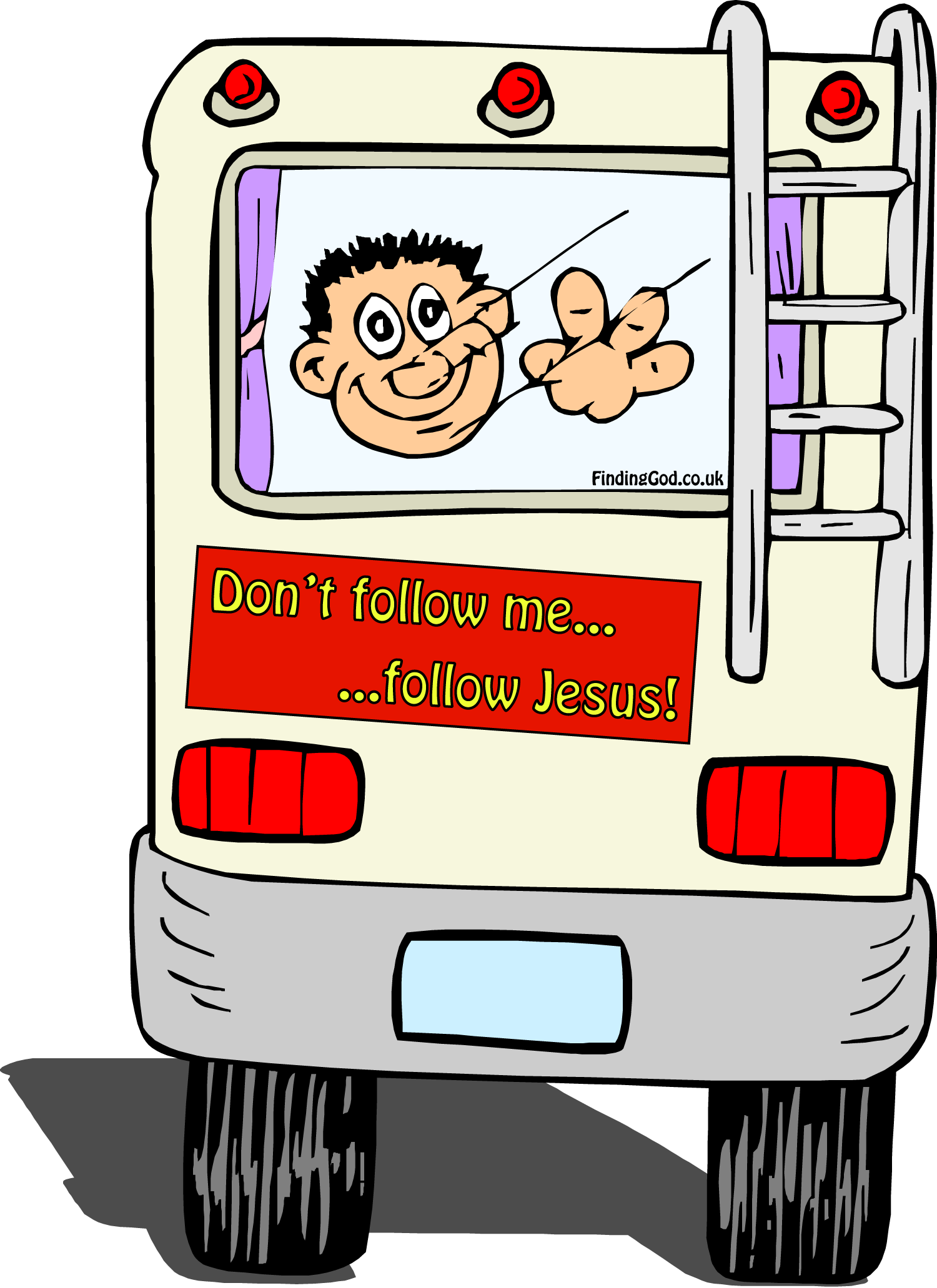 Don't Follow Me Follow Jesus - Cartoon (1500x2063)