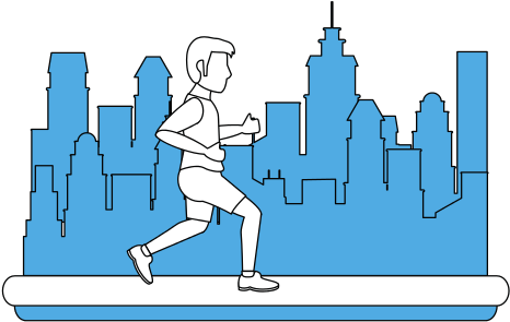 Man Running Cartoon In The City - Cartoon (550x550)