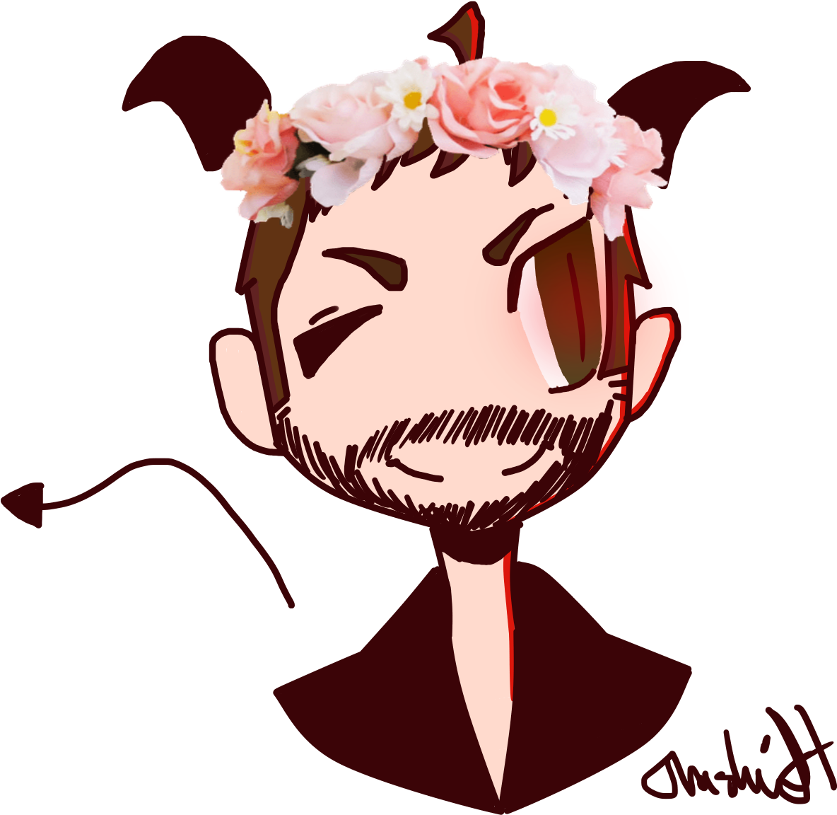 Its My Boi, Crowley, With A Flower Crown - Illustration (1600x1200)