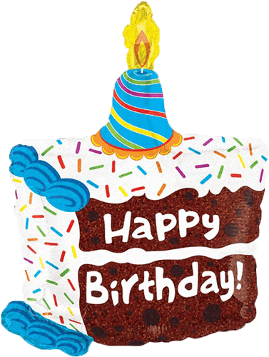28" Birthday Cake Happy Birthday Balloon - Birthday Cakes And Balloons (377x500)