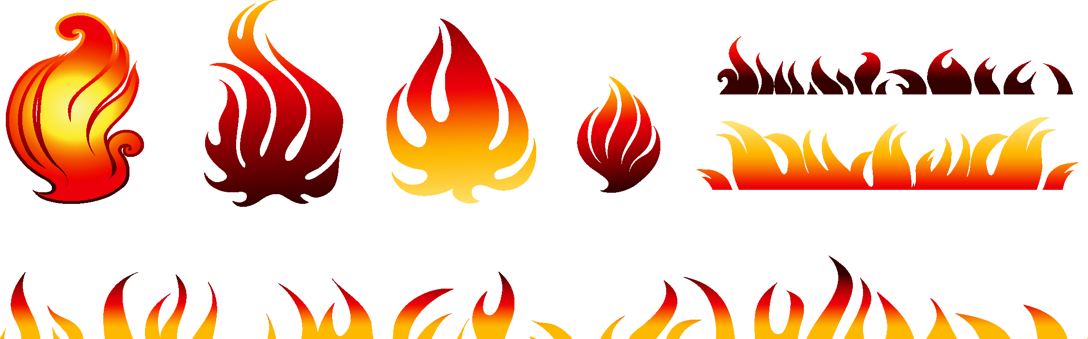 Flame Fire Combustion Illustration - Fire Vector Free Download Ai (2244x700)