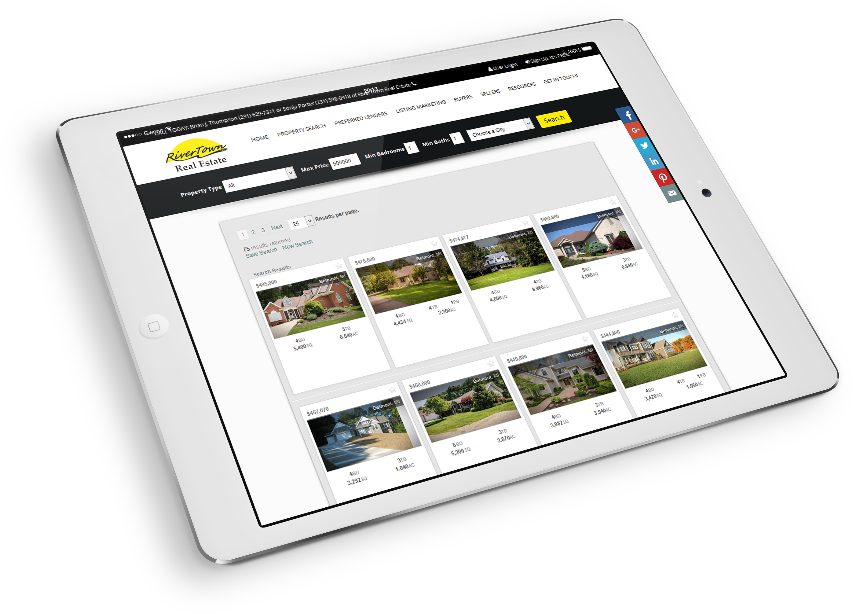 Real Estate Semi Custom Website Mobile - Tablet Computer (2792x2009)