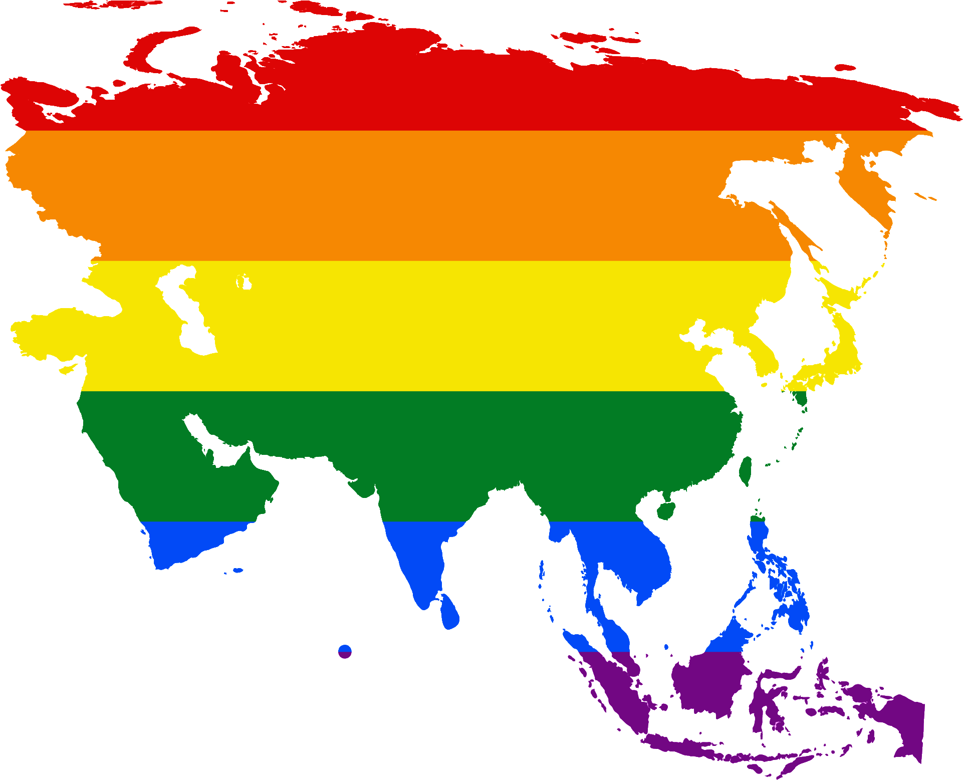 Lgbt Flag Map Of Asia - Mapa Asia Png (2000x1560)