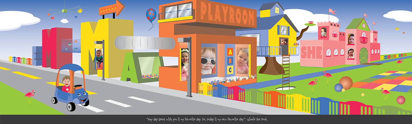 Mural For Daughter's Playroom, Using Perspective Grid - Room (1400x424)