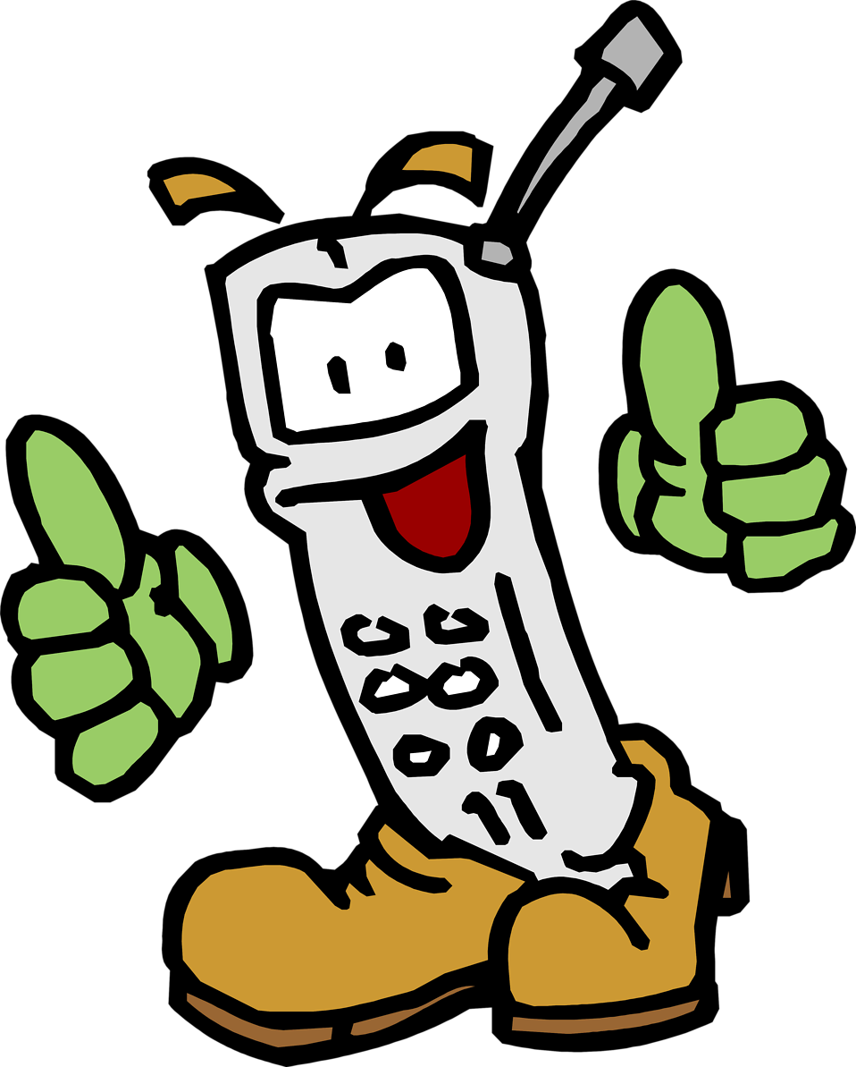 Illustration Of A Cartoon Telephone With A Face - Handy Gif Animiert (958x1193)