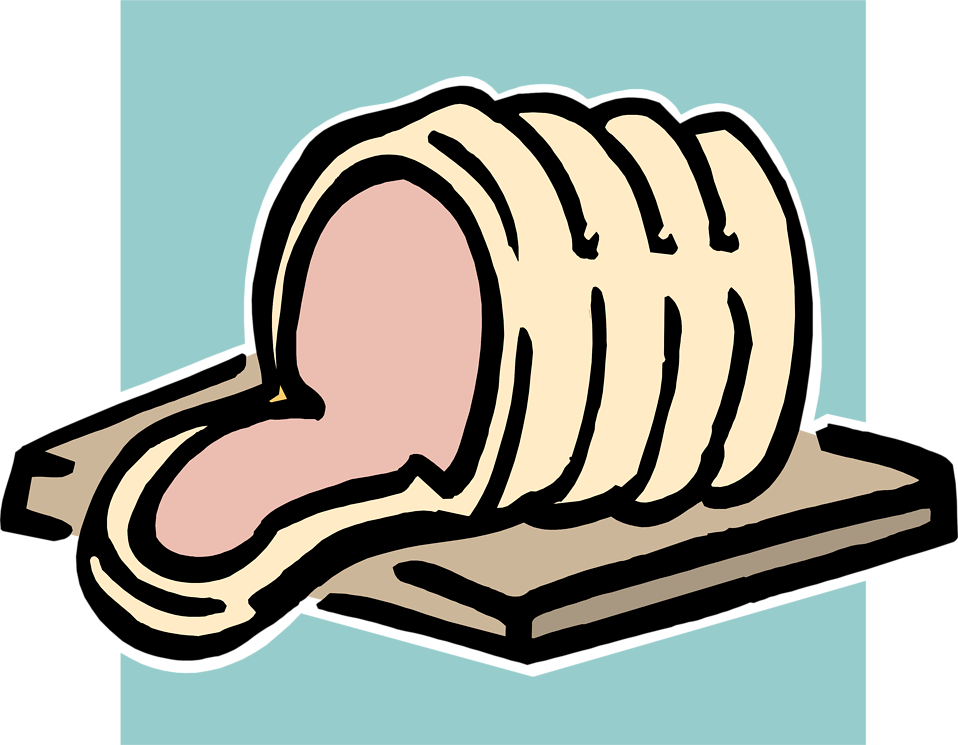 Illustration Of A Sliced Ham - Clip Art (958x745)