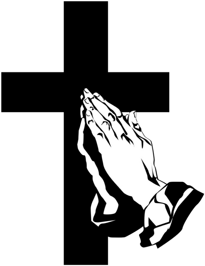 Funeral Clipart Prayer Hand - Cross And Praying Hands (675x872)