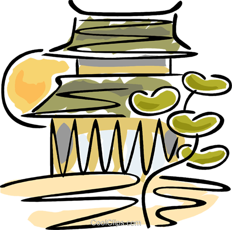 Japanese Temple Royalty Free Vector Clip Art Illustration - Illustration (480x475)