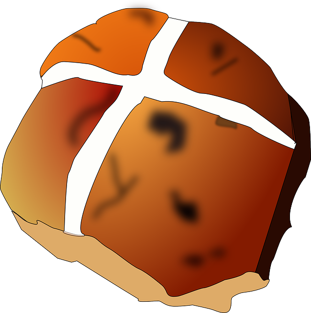 French, Bread, Cross, Cartoon, Hot, Spring - Hot Cross Bun Clipart (636x640)