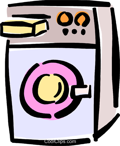 Laundry Machine Royalty Free Vector Clip Art Illustration - Lavatrice (395x480)