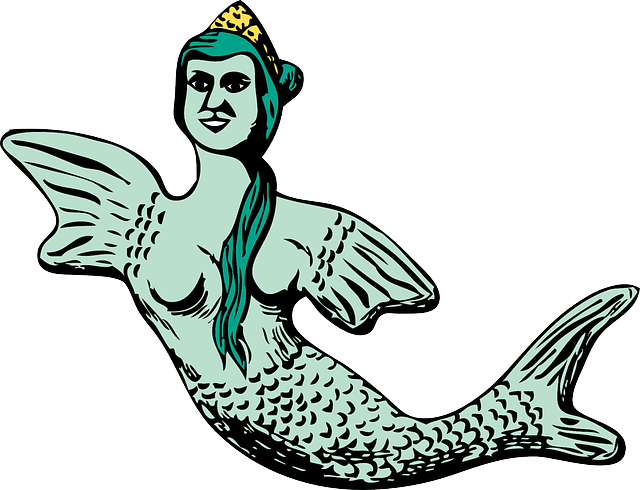 Water, People, Woman, Mermaid, Fish, Animal, Tail - 人魚 フリー イラスト (640x490)