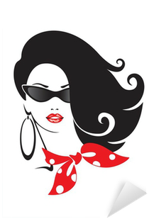 Black And White Illustration Of Elegant Woman Sticker - Wall Decal (400x400)