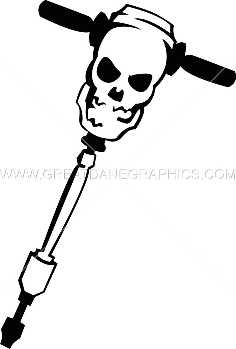 Skull Jackhammer - Printed T-shirt (825x1219)