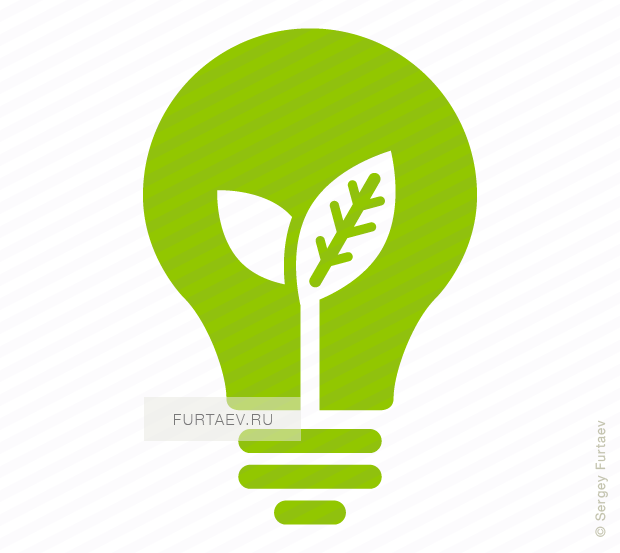 Vector Icon Of Electric Lamp With Young Shoots Growing - Energy Saving Light Icon (620x553)