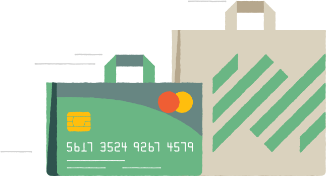 Illustration Of Credit Card With Shopping Bag Handles - Shopping Bag (653x533)
