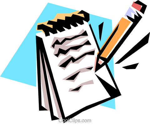 Pencil And Notepad Royalty Free Vector Clip Art Illustration - Taking Down Notes Gif (480x403)