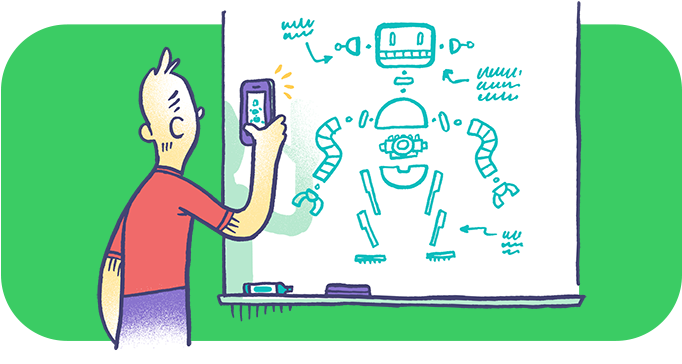 Snapping A Photo Of A Whiteboard Sketch - Cartoon (800x435)