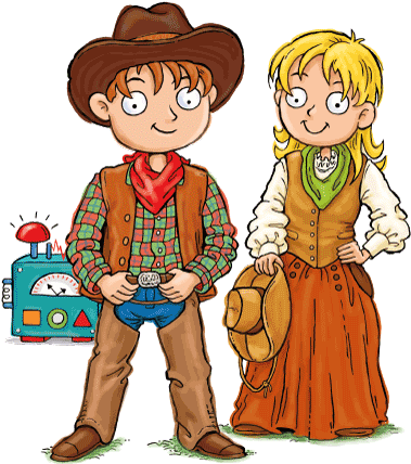 Max And Katie Wild West For Kids - Cartoon (400x436)