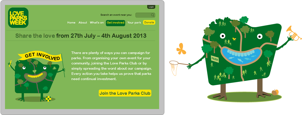 Character Designed For "love Parks Week" Charity, Digital - Illustration (1400x500)