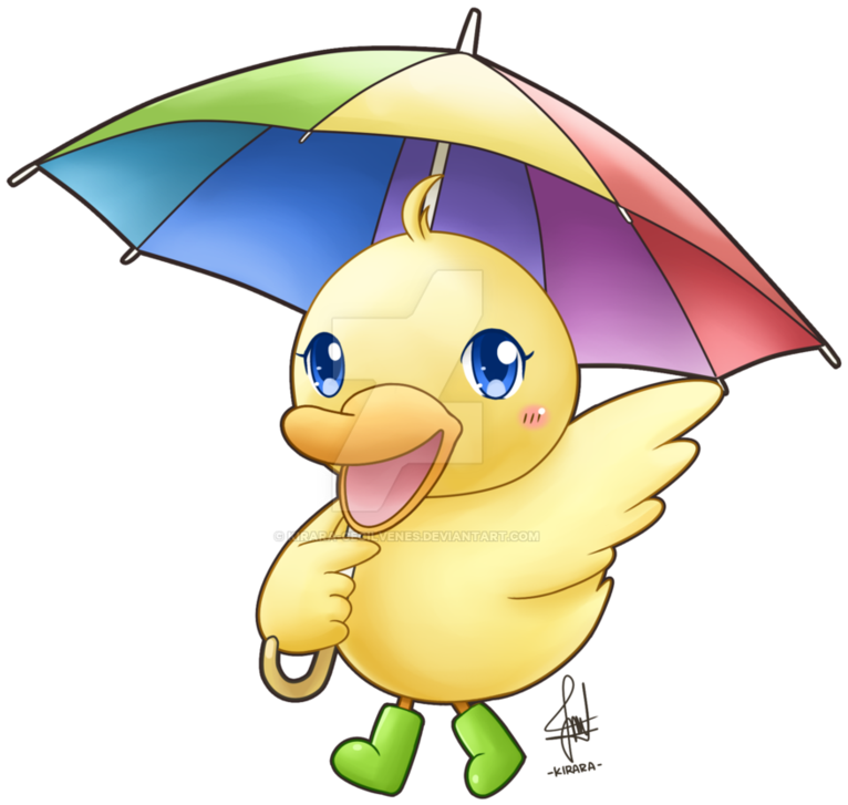 Chibi Duck By Kirara-cecilvenes - Clipart Of Ducks With Umbrella (894x894)