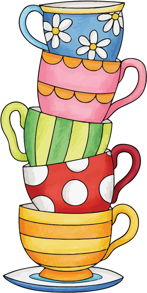 Stack Of Cups - Stacked Tea Cups Clipart (503x1000)