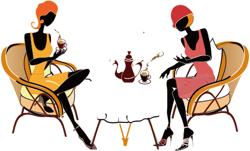 Coffee Tea Cafe Drink - Women Cafe Png (568x567)