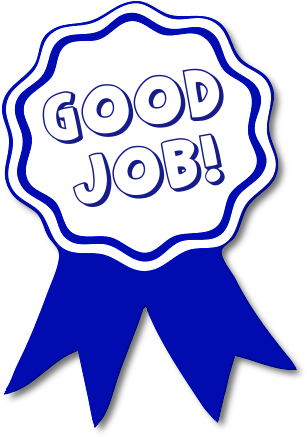 Free Clip Art Great Job - Blue Ribbon Thank You (307x437)