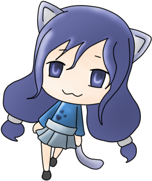 Light Blue Neko Girl By Monochromatic-cafe - Cartoon (323x425)