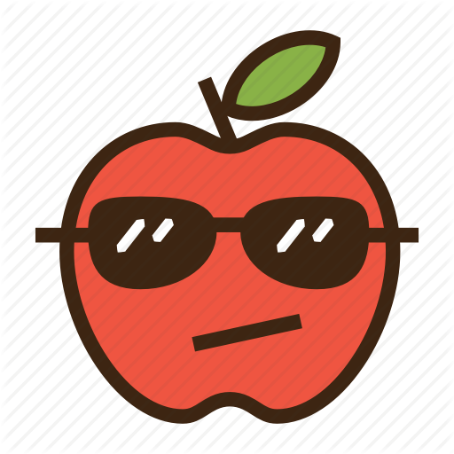 Sunglasses Emoji Clipart Cool - Cute Apple (512x512)