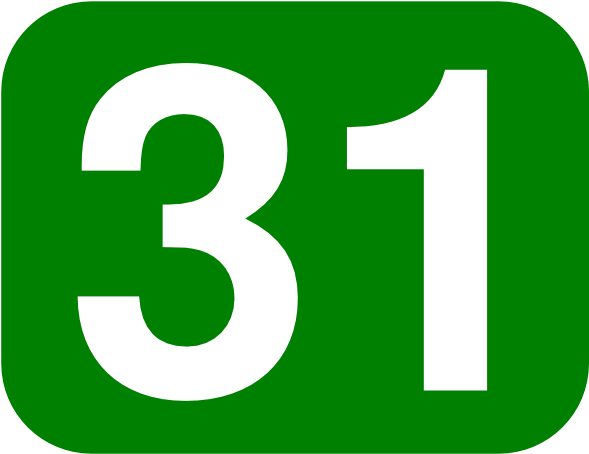 White Green Rounded Rectangle Clip Art White Green - Green Number 31 (600x499)