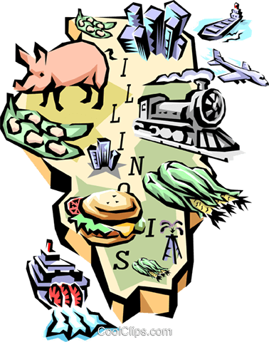 Illinois Vignette Map Royalty Free Vector Clip Art - Alabama Map Oval Ornament (378x480)