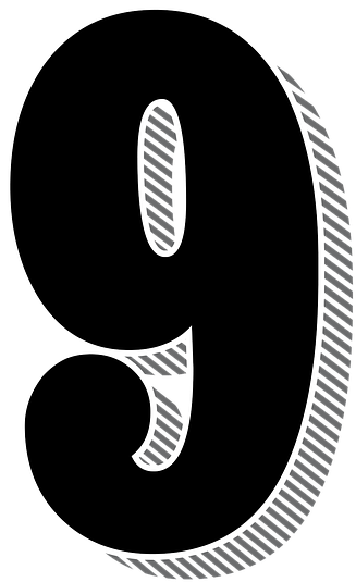 Number 9 Cliparts Black - Numero 8 Con Sombra (480x720)