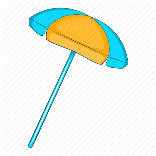 Cartoon Beach Umbrella - Flat Sun Umbrella (512x512)